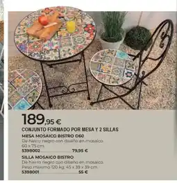 BigMat Conjunto formado por mesa y 2 sillas mesa mosaico bistro d60 oferta