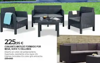 BigMat Conjunto matilde formado por mesa, sofá y 2 sillones oferta