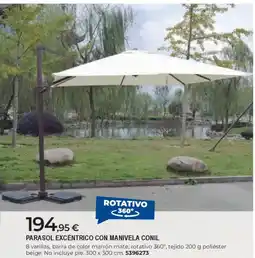 BigMat Parasol excéntrico con manivela conil oferta