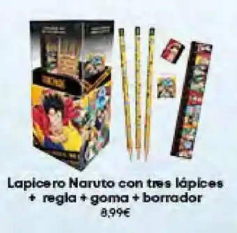 Game Lapicero Naruto con tres lápices + regla + goma + borrador oferta