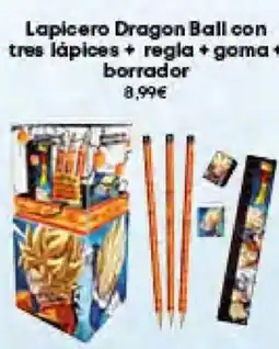 Game Lapicero Dragon Ball con tres lápices + regla + goma+ borrador oferta