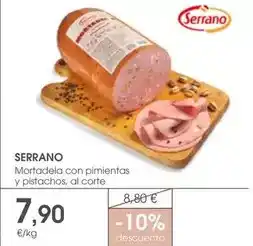 Supermercados Plaza Serrano - mortadela con pimientos y pistachos oferta
