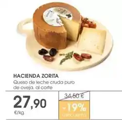 Supermercados Plaza Hacienda zorita - queso de leche cruda puro de oveja oferta