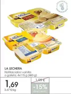 Supermercados Plaza La lechera - natillas sabor vainilla o galleta oferta