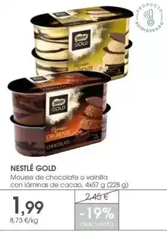 Supermercados Plaza Nestlé - mousse de chocolate o vainilla con láminas de cacao oferta