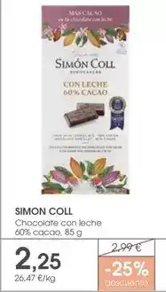 Supermercados Plaza Simon - chocolate con leche 60% cacao oferta