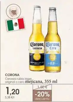 Supermercados Plaza Corona - cerveza rubia lager, original o cero mejicana oferta