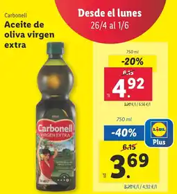 Lidl CARBONELL Aceite de oliva virgen extra oferta