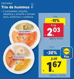 Lidl CHEF SELECT Trío de hummus oferta