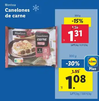 Lidl MONISSA Canelones de carne oferta