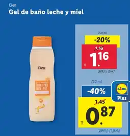 Lidl CIEN Gel de baño leche y miel oferta