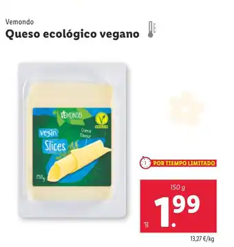 Lidl VEMONDO Queso ecológico vegano oferta