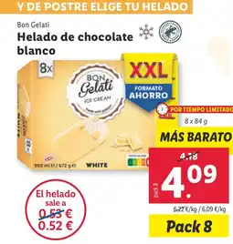 Lidl BON GELATI Helado de chocolate blanco oferta