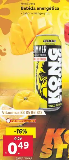 Lidl KONG STRONG Bebida energética oferta