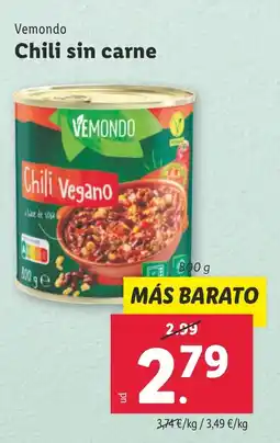 Lidl VEMONDO Chili sin carne oferta