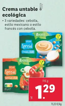 Lidl Crema untable ecológica oferta