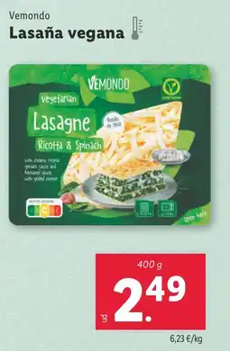 Lidl VEMONDO Lasaña vegana oferta