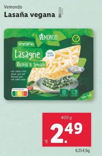Lidl VEMONDO Lasaña vegana oferta