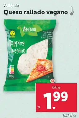 Lidl VEMONDO Queso rallado vegano oferta