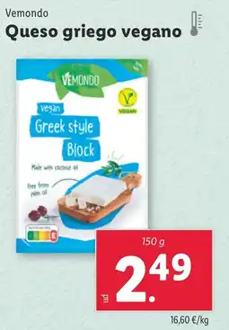 Lidl VEMONDO Queso griego vegano oferta