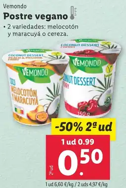 Lidl VEMONDO Postre vegano oferta