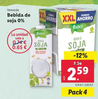 Lidl VEMONDO Bebida de soja 0% oferta