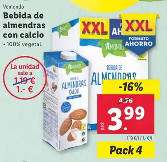 Lidl VEMONDO Bebida de almendras con calcio oferta