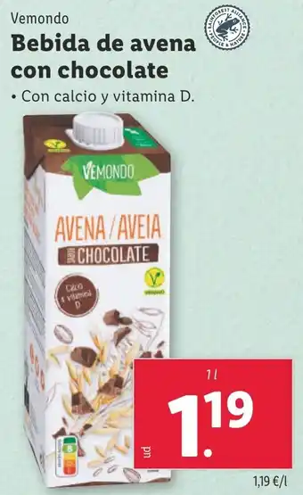 Lidl VEMONDO Bebida de avena con chocolate oferta