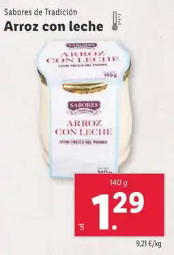 Lidl SABORES DE TRADICION Arroz con leche oferta
