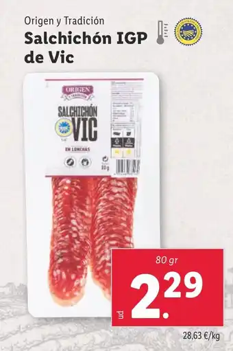 Lidl ORIGEN TRADICION Salchichón IGP de Vic oferta