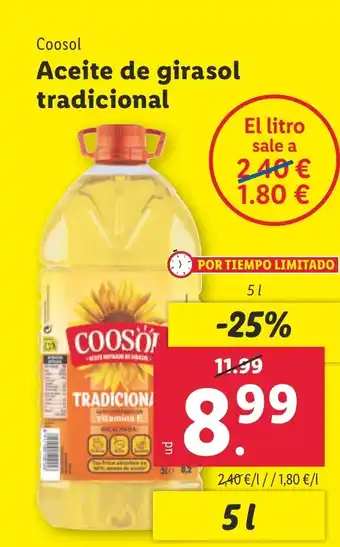 Lidl COOSOL Aceite de girasol tradicional oferta