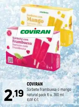 Coviran COVIRAN Sorbete frambuesa o mango natural oferta