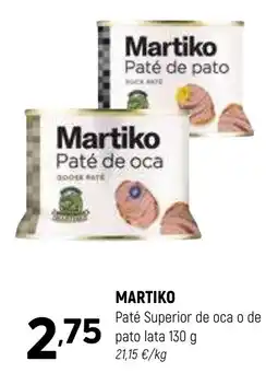 Coviran MARTIKO Paté Superior de oca o de pato oferta