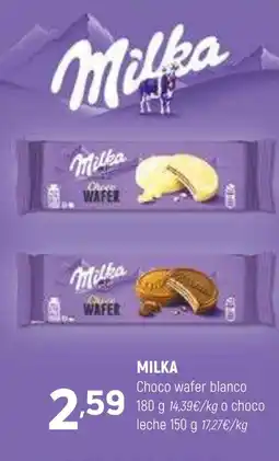 Coviran MILKA Choco wafer blanco oferta