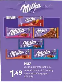 Coviran MILKA Chocolate almendra entera, caramelo, confetti, Chips Ahoy, Oreo o Biscoff oferta