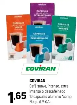 Coviran COVIRAN Café suave, intenso, extra intenso o descafeinado 10 cápsulas aluminio oferta