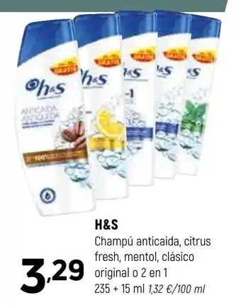 Coviran H&S Champú anticaida, citrus fresh, mentol, clásico original o 2 en 1 oferta