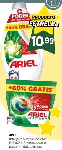 Coviran ARIEL Detergente poder quitamanchas líquido 32 + 18 dosis oferta