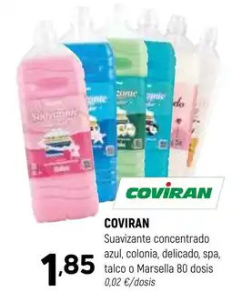 Coviran COVIRAN Suavizante concentrado azul, colonia, delicado, spa, talco o Marsella 80 dosis oferta