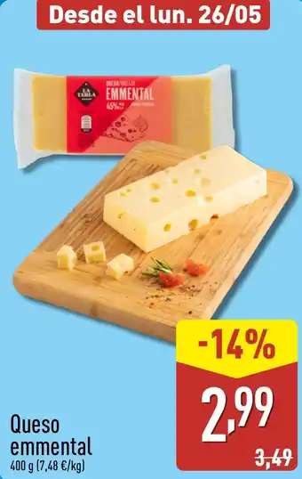 ALDI Queso emmental oferta