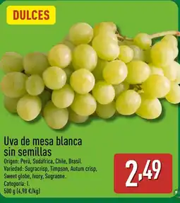 ALDI Uva de mesa blanca sin semillas oferta