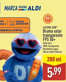 ALDI LACURA SUN Bruma solar transparente FPS 50+ oferta