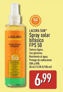 ALDI LACURA SUN Spray solar bifásico FPS 50 oferta