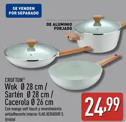 ALDI CROFTON Wok 0 28 cm / Sartén Ø 28 cm / Cacerola Ø 26 cm oferta