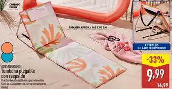 ALDI ADVENTURIDGE Tumbona plegable con respaldo oferta