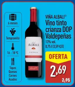 ALDI VIÑA ALBALI Vino tinto crianza DOP Valdepeñas oferta