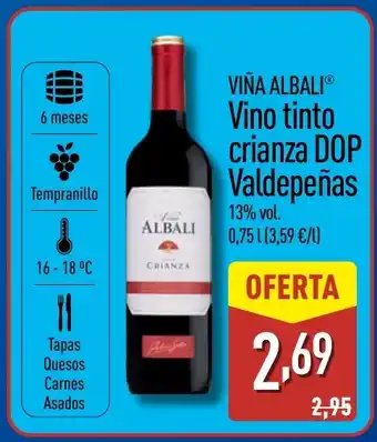 ALDI VIÑA ALBALI Vino tinto crianza DOP Valdepeñas oferta