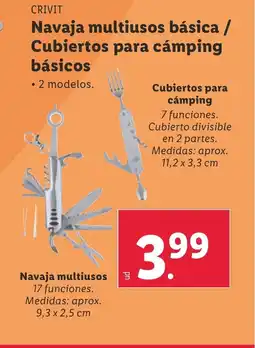 Lidl CRIVIT Navaja multiusos básica / Cubiertos para cámping oferta