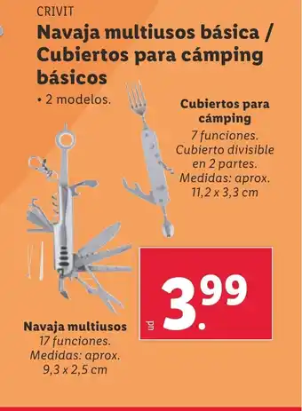 Lidl CRIVIT Navaja multiusos básica / Cubiertos para cámping oferta