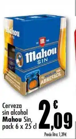 Unide Supermercados Mahou Sin, Cerveza sin alcohol pack 6 x 25cl oferta